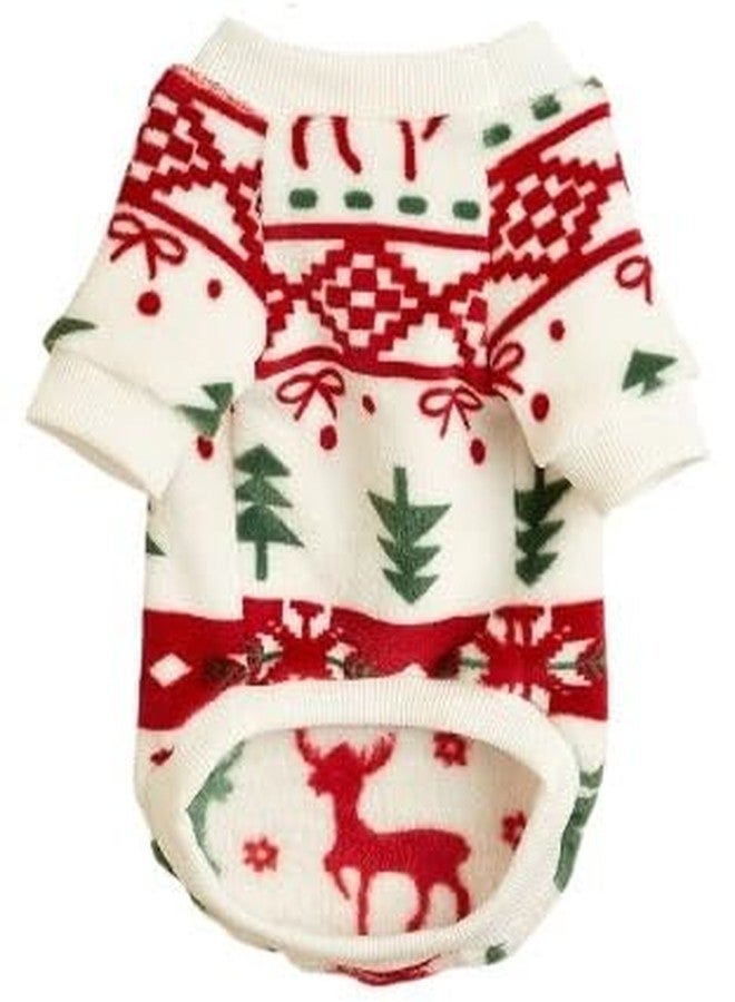 PETANGEL Small Medium Dog Sweater, X-Mas Pattern Breathable Round Neck Flannel Fleece Pullover, Winter Shirt for King Charls, Beagle (Size: XXL, Bust: 55 cm, Back Length: 45 cm, red & white, 1 count) - Image 2